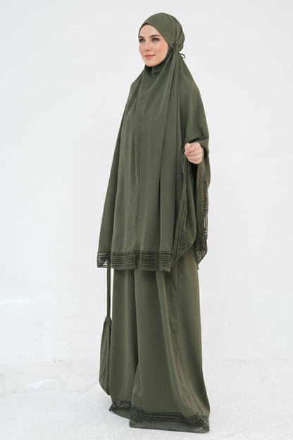 Azura Breathable Fabric Modest Prayer Set 956 – Olive