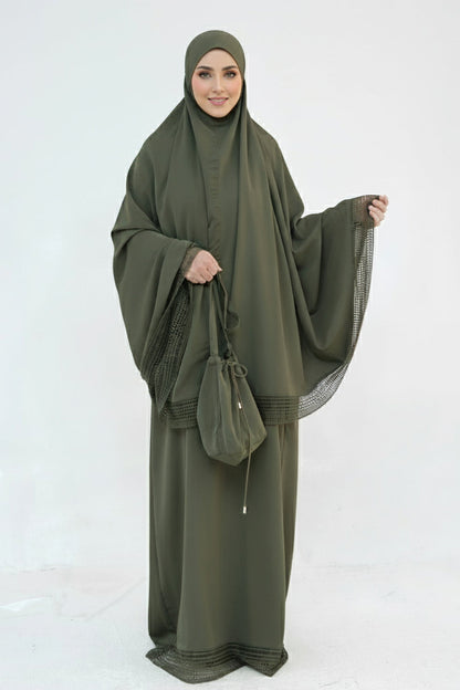Azura Breathable Fabric Modest Prayer Set 956 – Olive