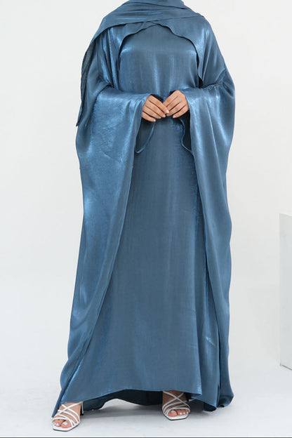 Solenne Pearl-Sheen Elegant  Abaya 1028 – Steel Blue