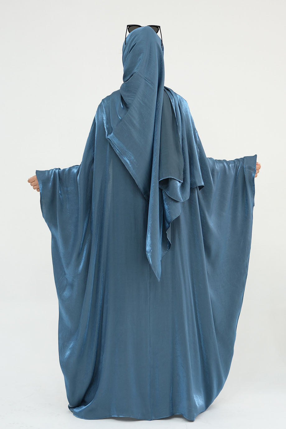 Solenne Pearl-Sheen Elegant  Abaya 1028 – Steel Blue