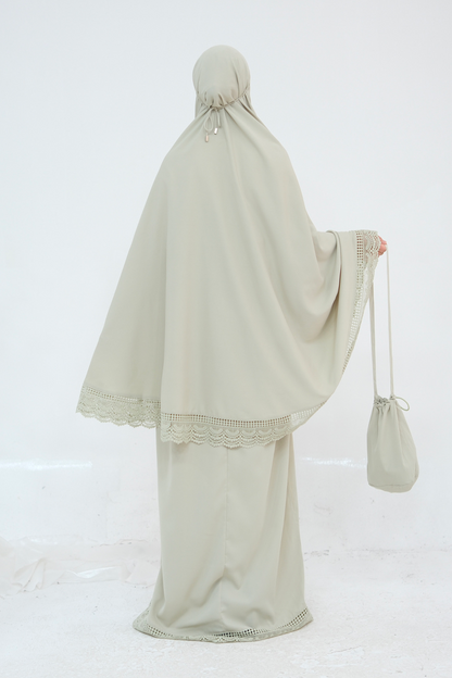 Dawnmist Lace Trim Modest Prayer Set 957 – Sage