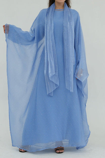 Aria Rhinestone-Embellished Elegant  Dress 1045 – Light Blue