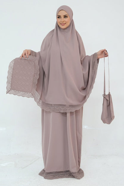 Dawnmist Lace Trim Modest Prayer Set 957 – Mauve