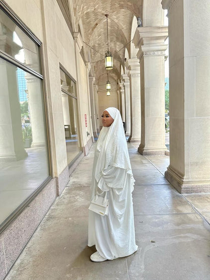 Natasha Cinched Sleeve Maxi Dress Abaya 669 - White