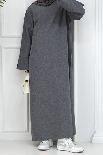 Hasan Polyester Oversize Casual Abaya 715 - Dark Grey