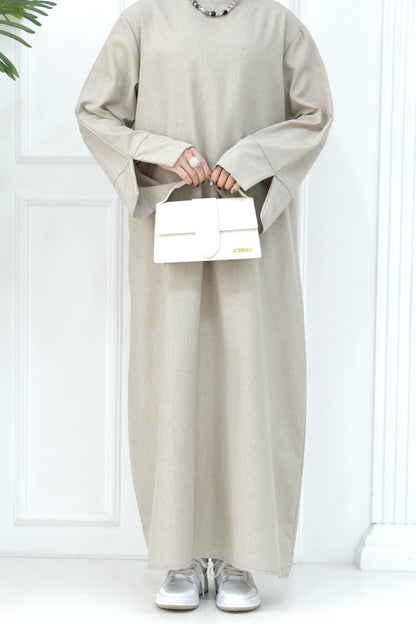 Hasan Polyester Oversize Casual Abaya 715 - Taro