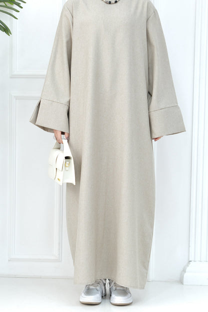 Hasan Polyester Oversize Casual Abaya 715 - Taro