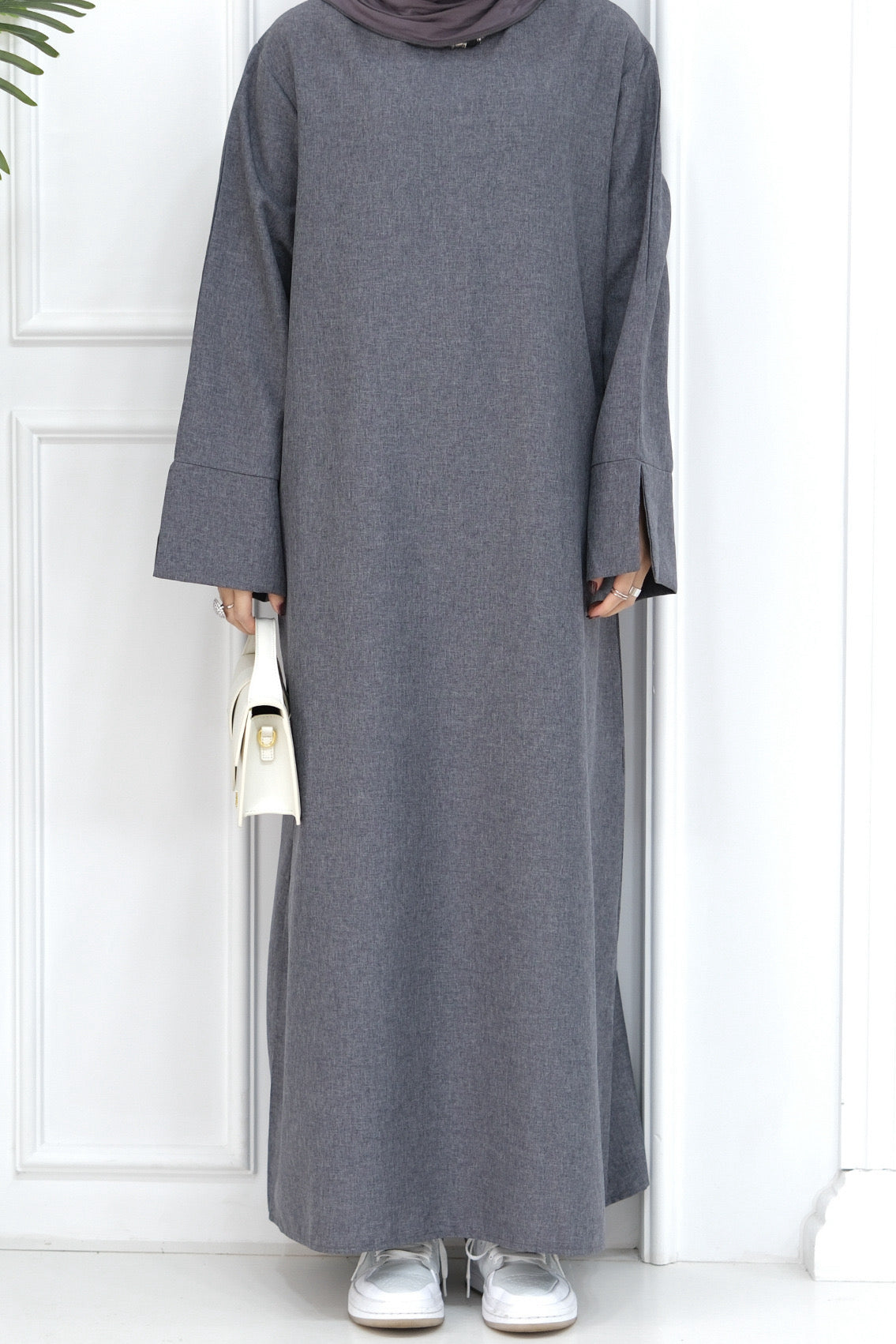 Hasan Polyester Oversize Casual Abaya 715 - Dark Grey