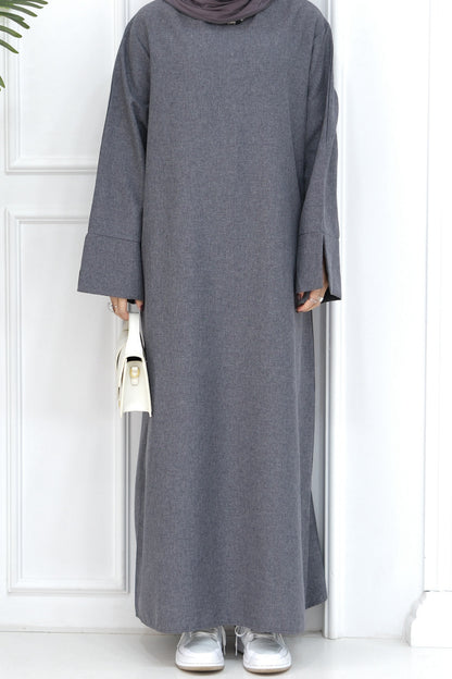 Hasan Polyester Oversize Casual Abaya 715 - Dark Grey
