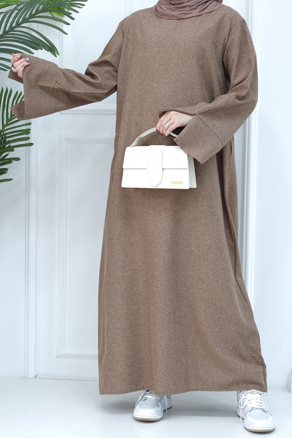 Hasan Polyester Oversize Casual Abaya 715 - Coffee