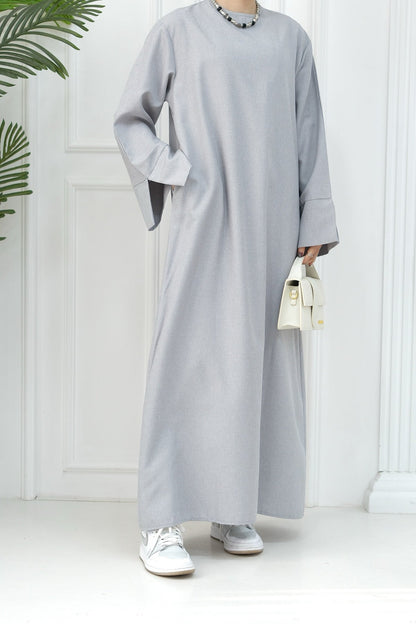 Hasan Polyester Oversize Casual Abaya 715 - Light Gray