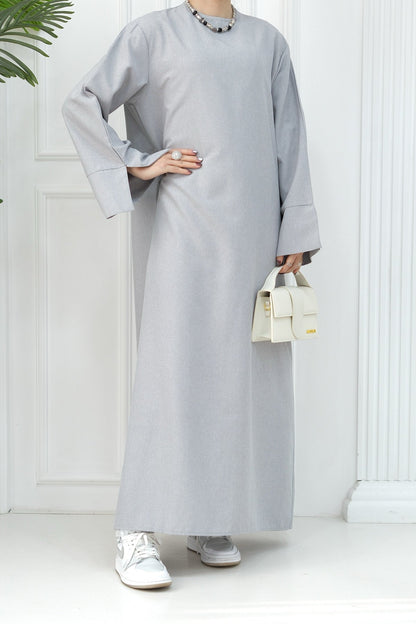Hasan Polyester Oversize Casual Abaya 715 - Light Gray