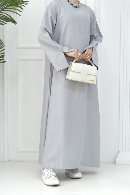 Hasan Polyester Oversize Casual Abaya 715 - Light Gray