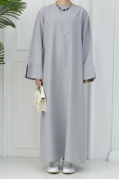 Hasan Polyester Oversize Casual Abaya 715 - Light Gray