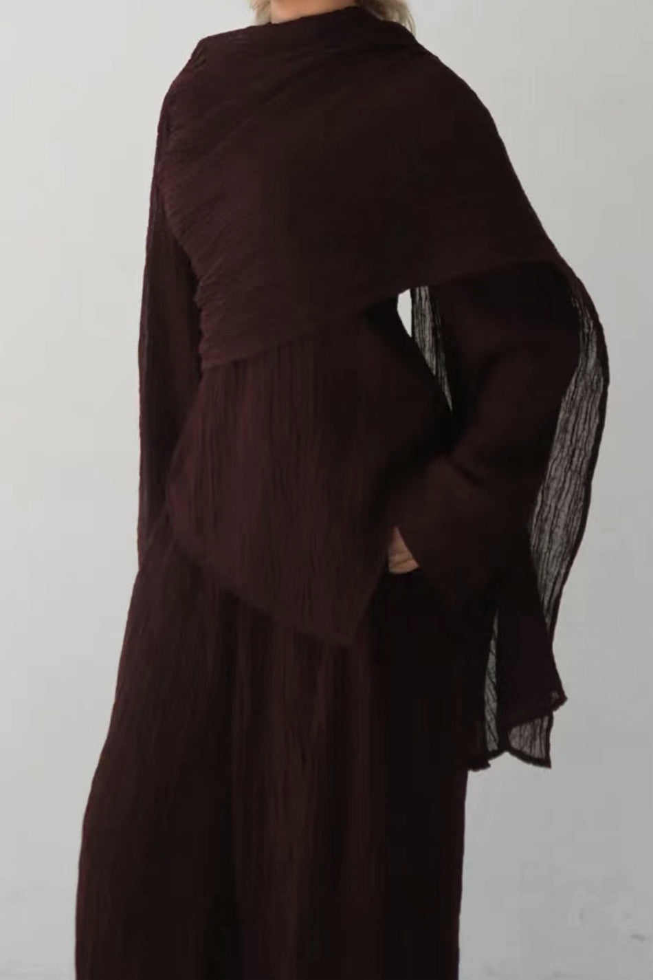 Samar 2-Piece Modest Matching Top + Pants Set 1034 - Coffee