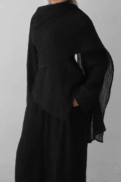 Samar 2-Piece Modest Matching Top + Pants Set 1034 - Black