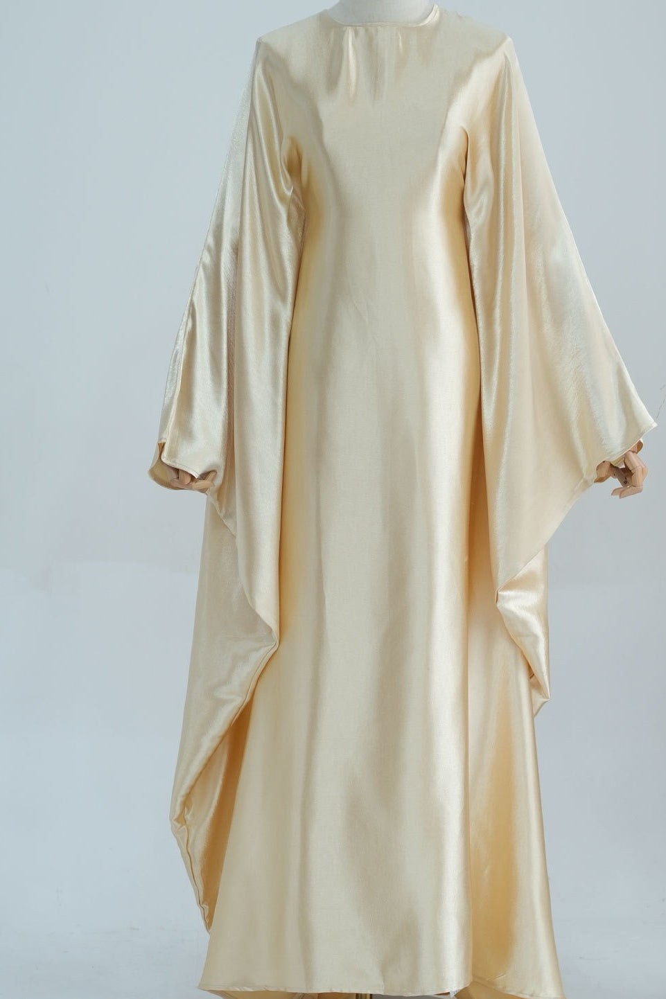 Jahari Shiny Batwing Butterfly Sleeve Maxi Dress Abaya 774 -  Lemon yellow