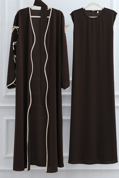 Yasira Nida Elegant Bow-Tie Open Abaya 962 - Coffee
