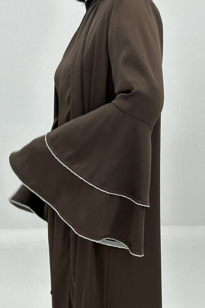 Rama Polyester Flare Sleeve Abaya Set 760 - Coffee