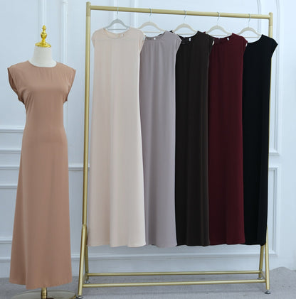 Meher Solid Nida Sleeveless Inner Abaya 1003 - Coffee