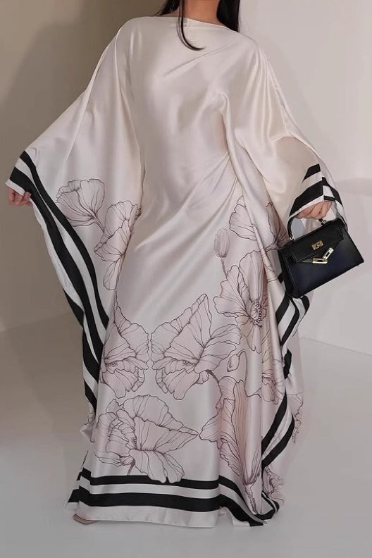 Talia Printed Kaftan Elegant Modest Dress 999 - Wine