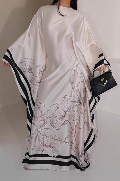 Talia Printed Kaftan Elegant Modest Dress 999 - Wine