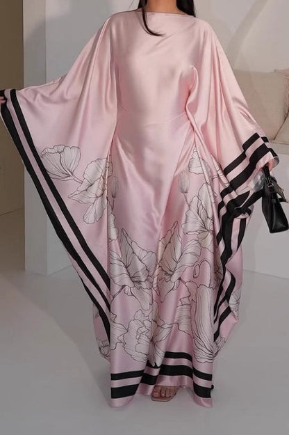 Talia Printed Kaftan Elegant Modest Dress 999 - Wine