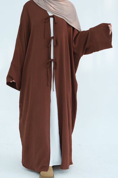 Mila Tie Open Abaya 883 - Coffee