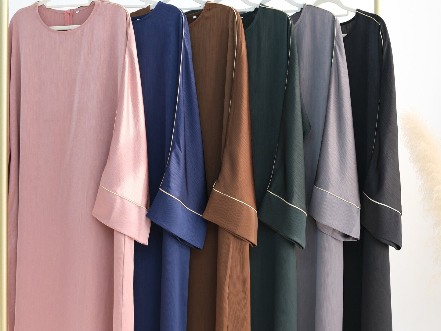 Inaya Trimmed Maxi Dress Abaya 937 - Coffee