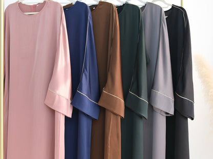 Inaya Trimmed Maxi Dress Abaya 937 - Coffee