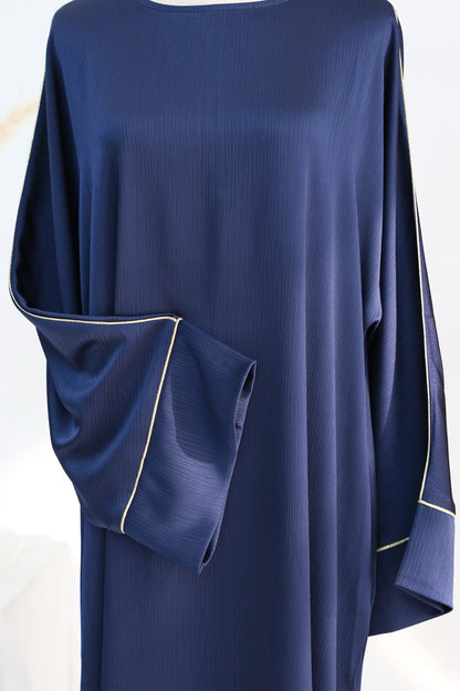 Inaya Trimmed Maxi Dress Abaya 937 - Dark Blue