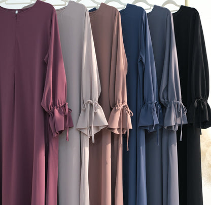 Jenin Essential Tie Cuff Abaya 938 - Khaki