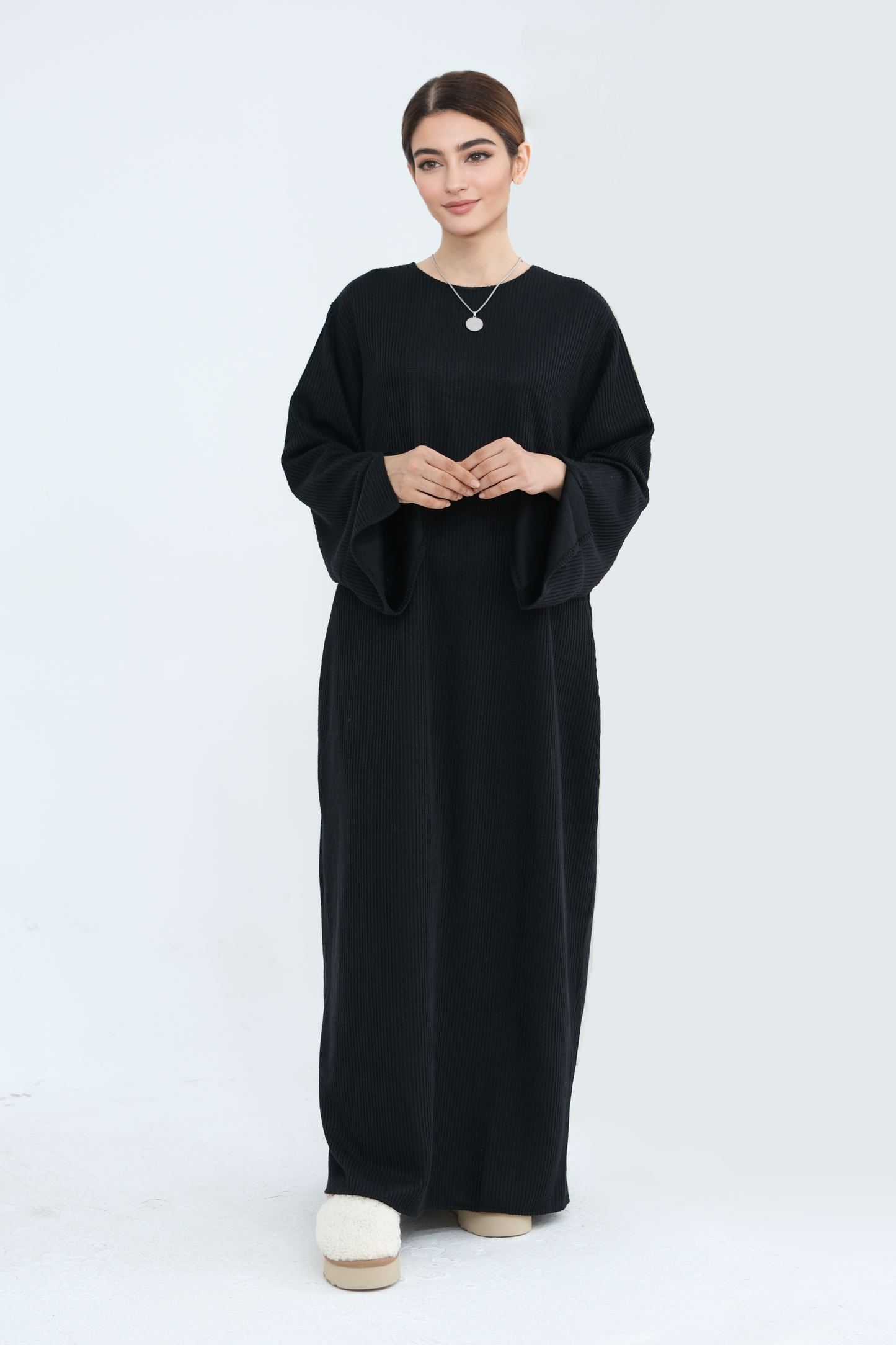 NOOR Knit Maxi Dress Abaya 912 - Black