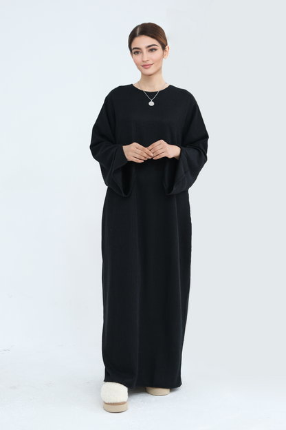 NOOR Knit Maxi Dress Abaya 912 - Black
