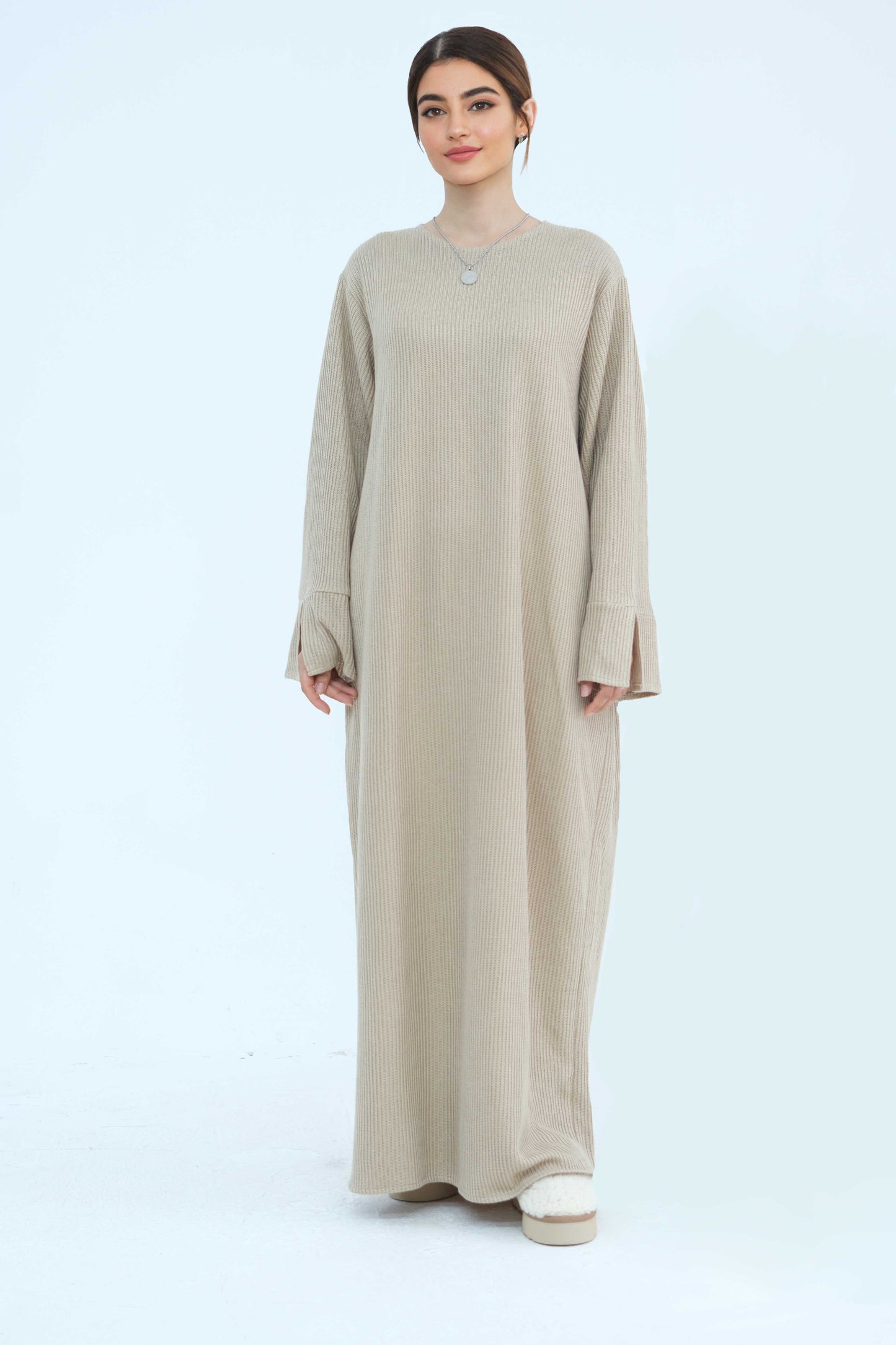 NOOR Knit Maxi Dress Abaya 912 - Khaki