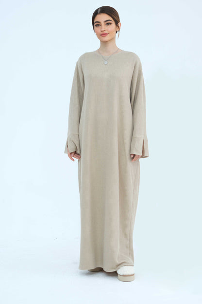 NOOR Knit Maxi Dress Abaya 912 - Khaki