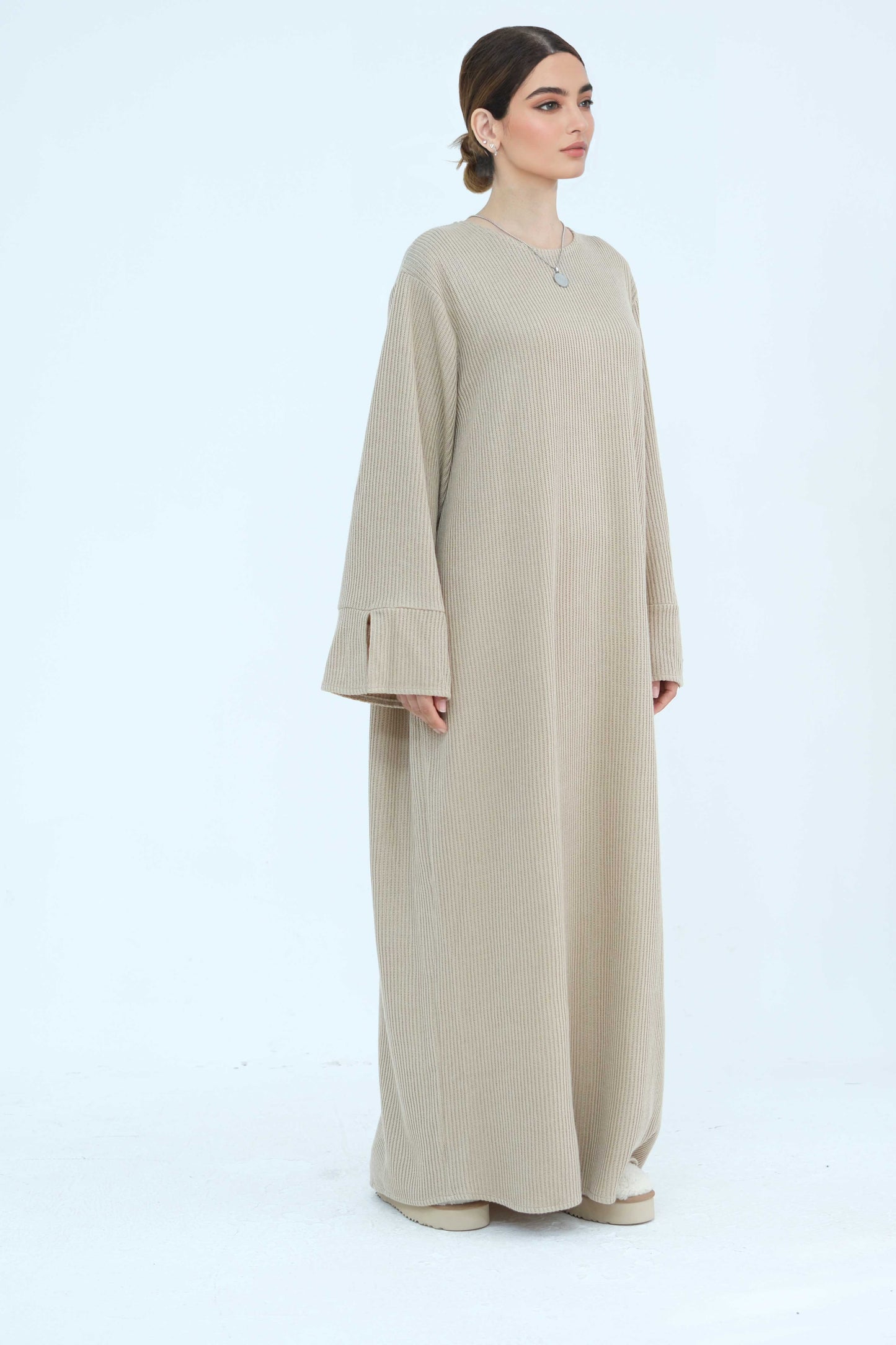 NOOR Knit Maxi Dress Abaya 912 - Khaki