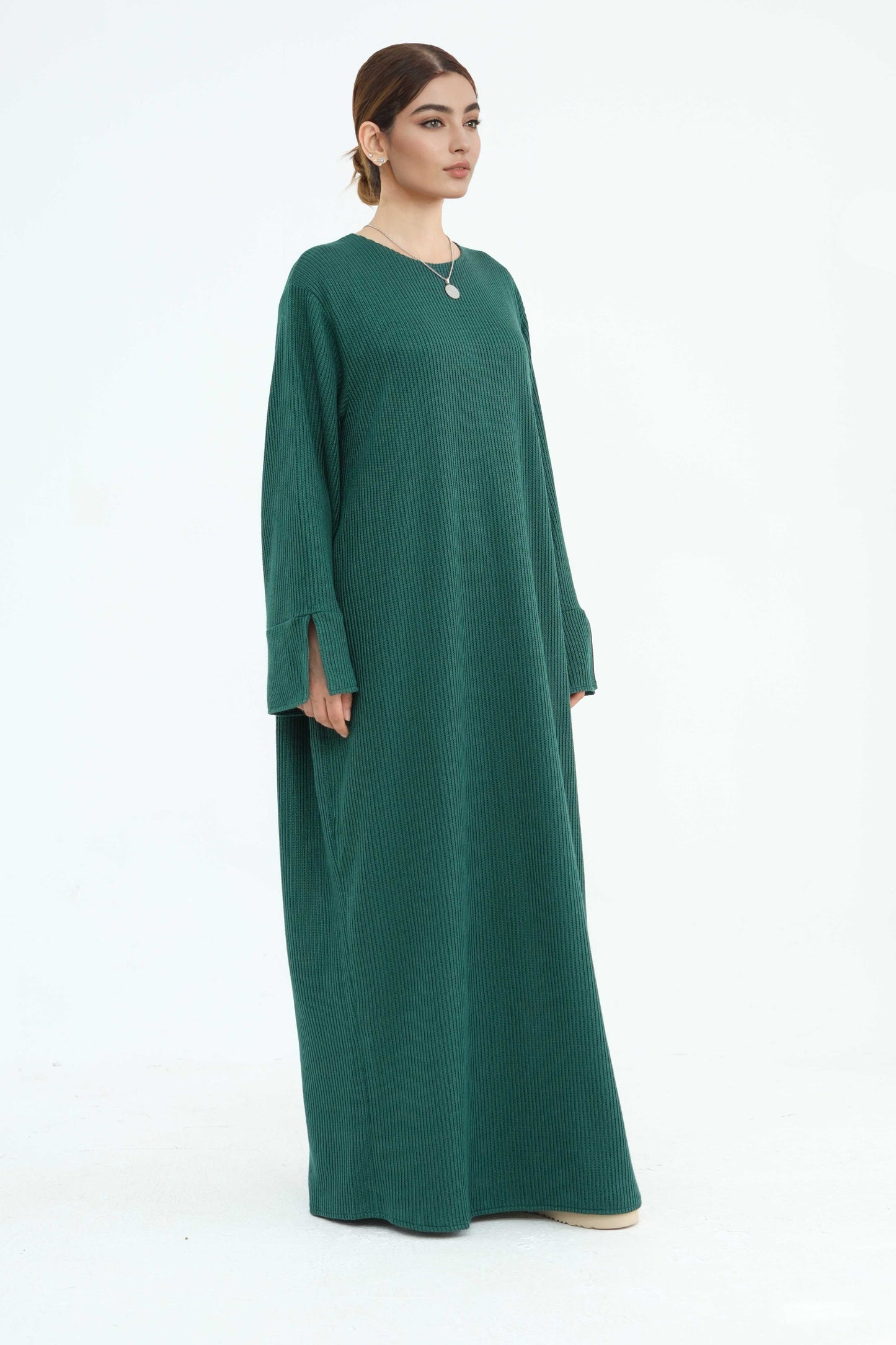 NOOR Knit Maxi Dress Abaya 912 - Dark Green