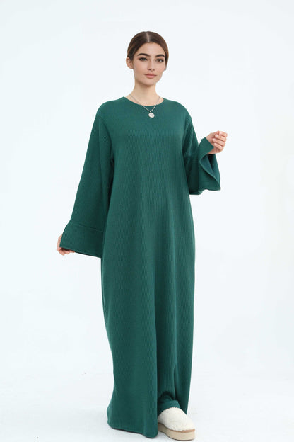 NOOR Knit Maxi Dress Abaya 912 - Dark Green