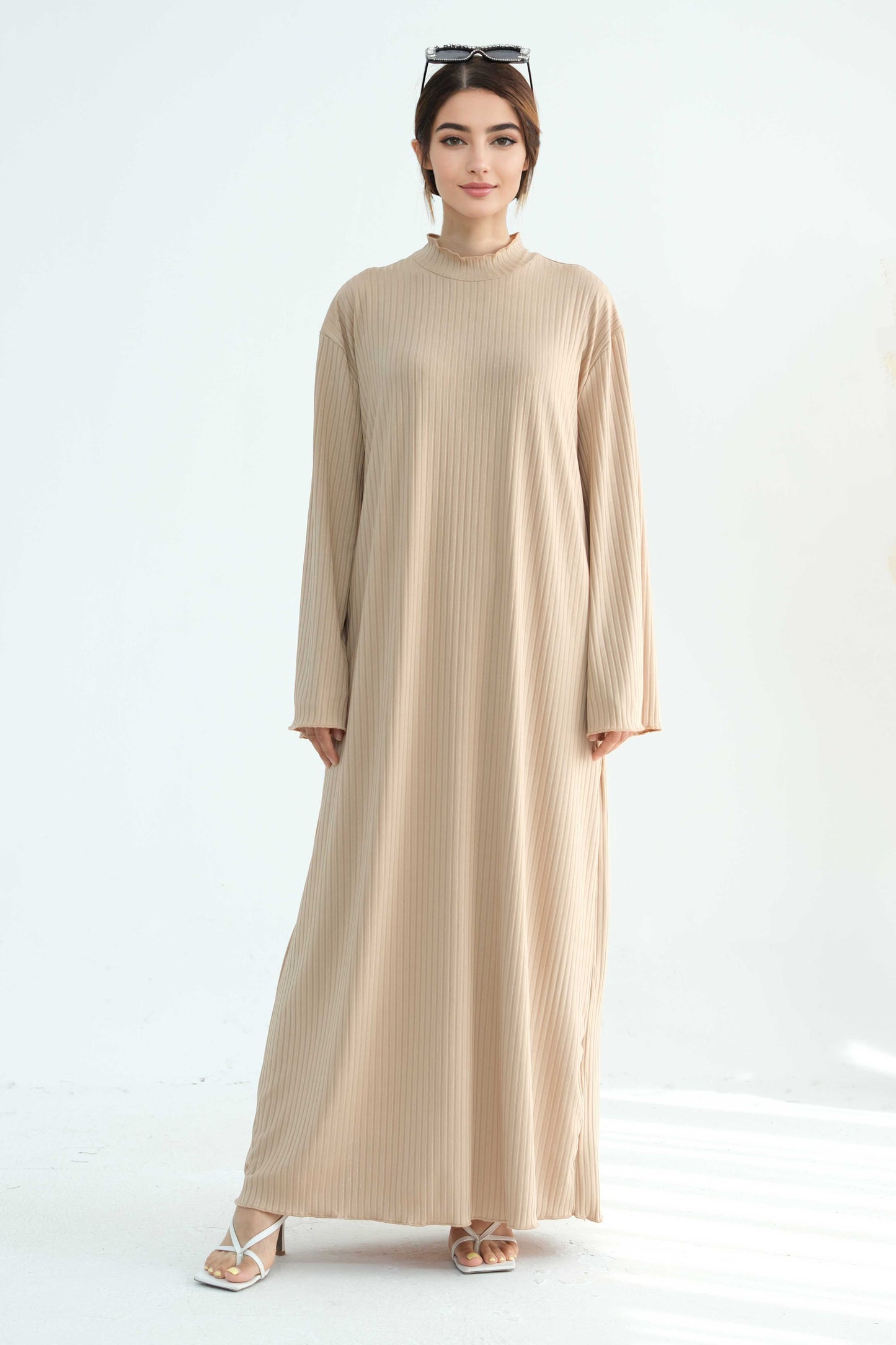 ZAINAB Knit Ribbed Maxi Dress Abaya 905 - Taro