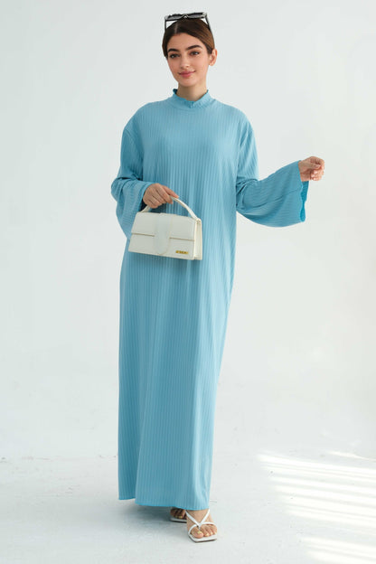 ZAINAB Knit Ribbed Maxi Dress Abaya 905 - Green