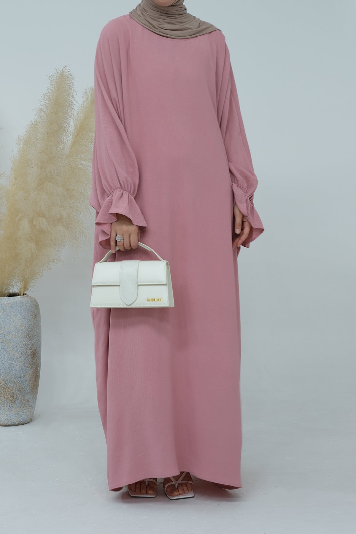 Natasha Cinched Sleeve Maxi Dress Abaya 669 - Pink