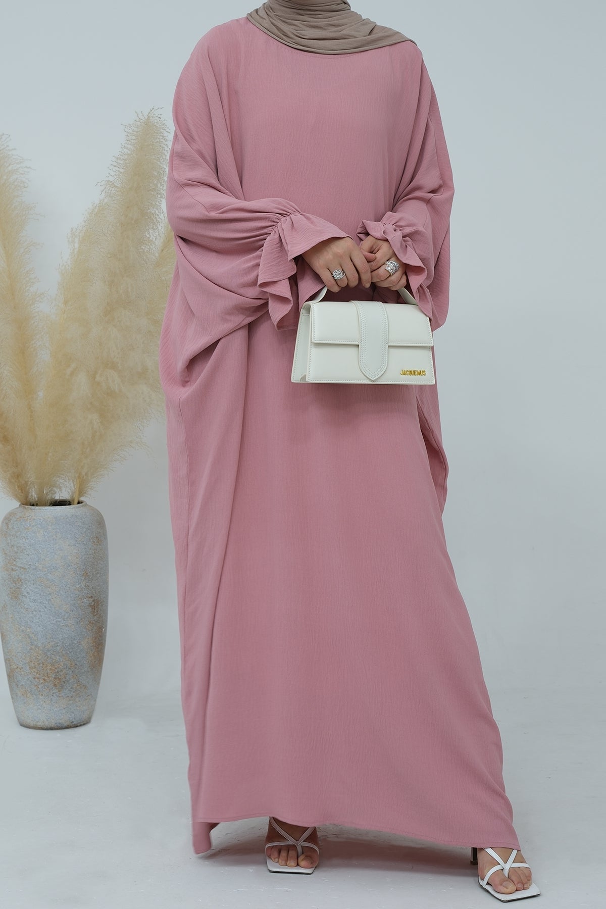 Natasha Cinched Sleeve Maxi Dress Abaya 669 - Pink