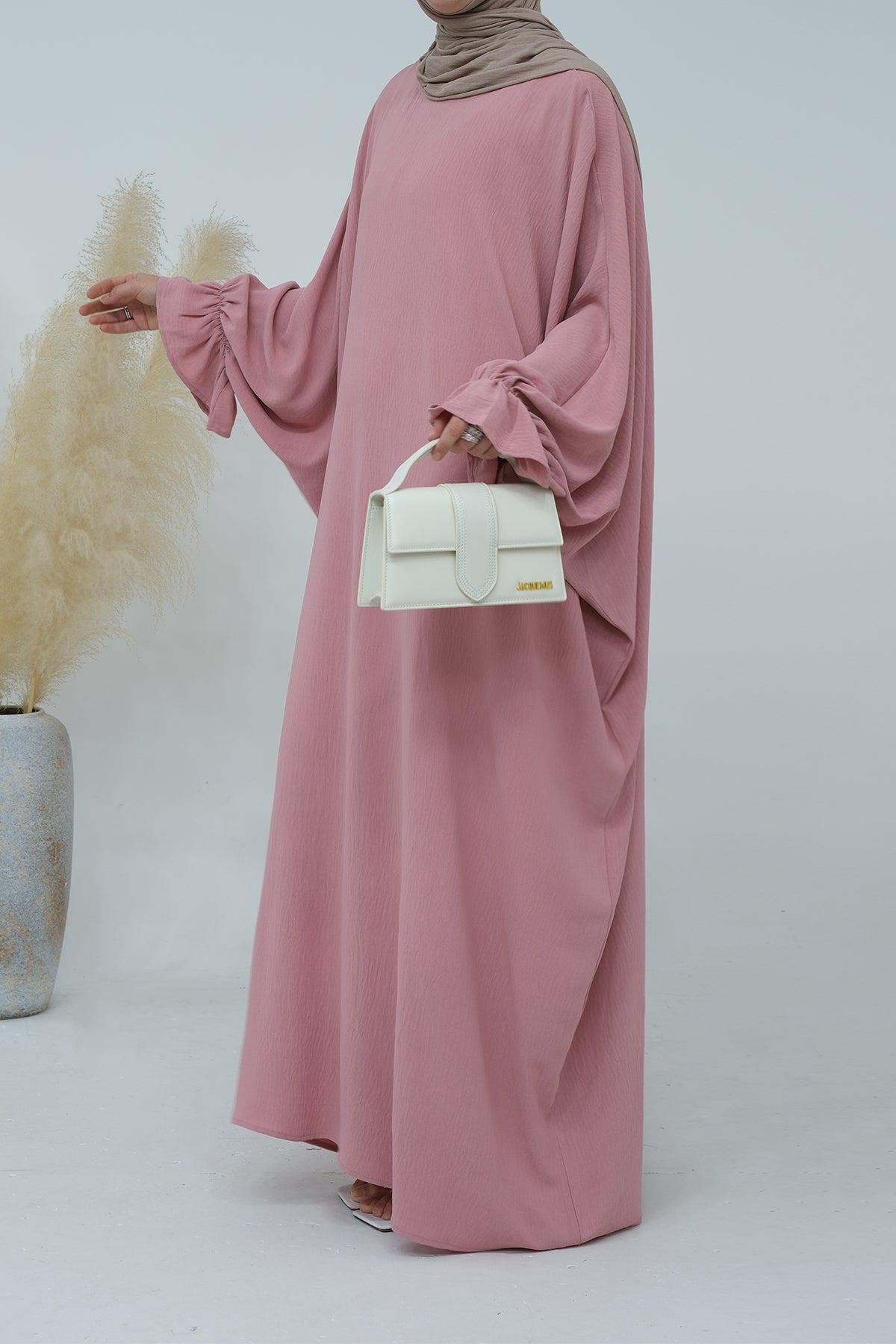 Natasha Cinched Sleeve Maxi Dress Abaya 669 - Pink