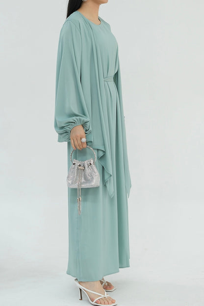 Ablah Two-Piece Modest Abaya Set 815 - Mint Green