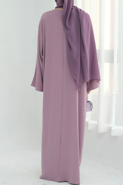 Farah Embroidered Modest Open Abaya 825 - Purple