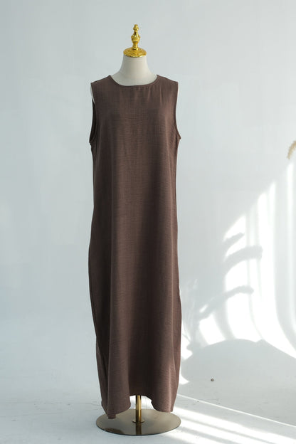 Sereen Inner Dress with Open Abaya 2-Piece Set 1124-Mocha