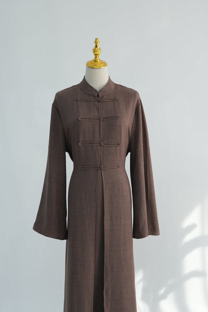 Sereen Inner Dress with Open Abaya 2-Piece Set 1124-Mocha