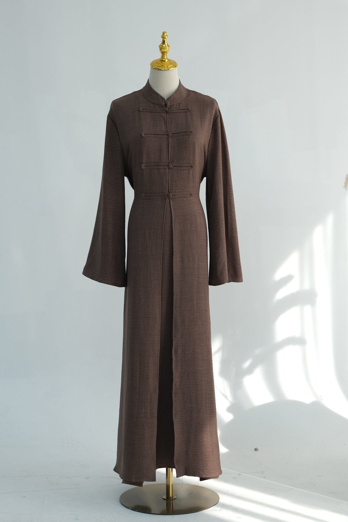 Sereen Inner Dress with Open Abaya 2-Piece Set 1124-Mocha