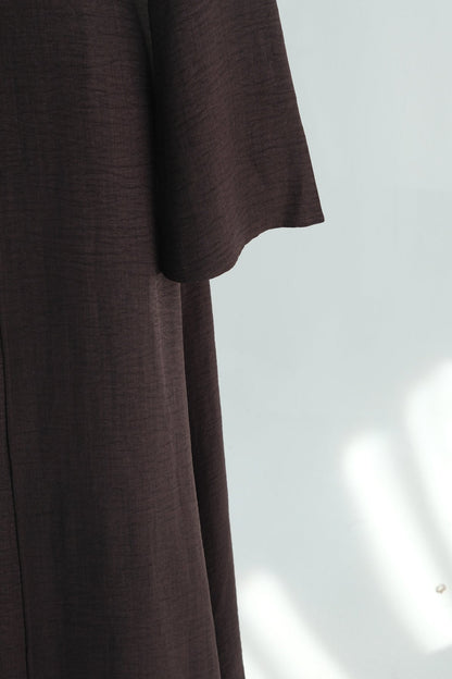 Sereen Inner Dress with Open Abaya 2-Piece Set 1124-Coffee